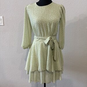 Elegant Green Polka Dot Dress